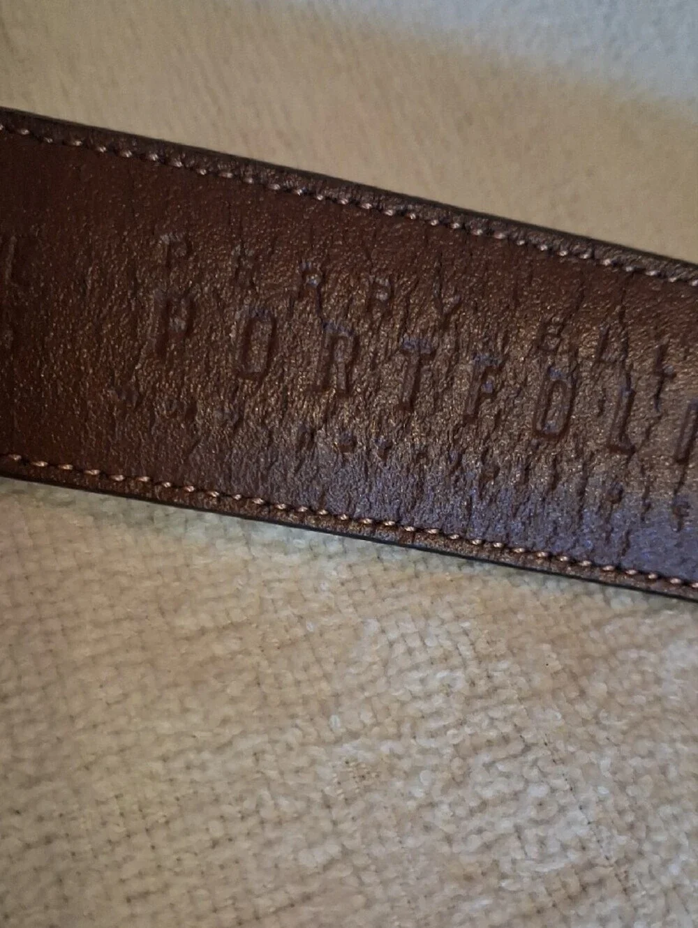 Perry Ellis Dark Brown Leather Belt with Silver-Tone Buckle Size 34